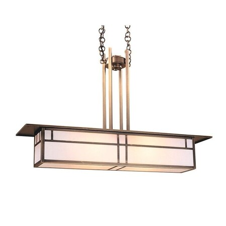 Arroyo Craftsman 35" Huntington Mini-Island Pendant Without Overlay (Empty), Pewter, Amber Mica Glass HCM-35EM-P